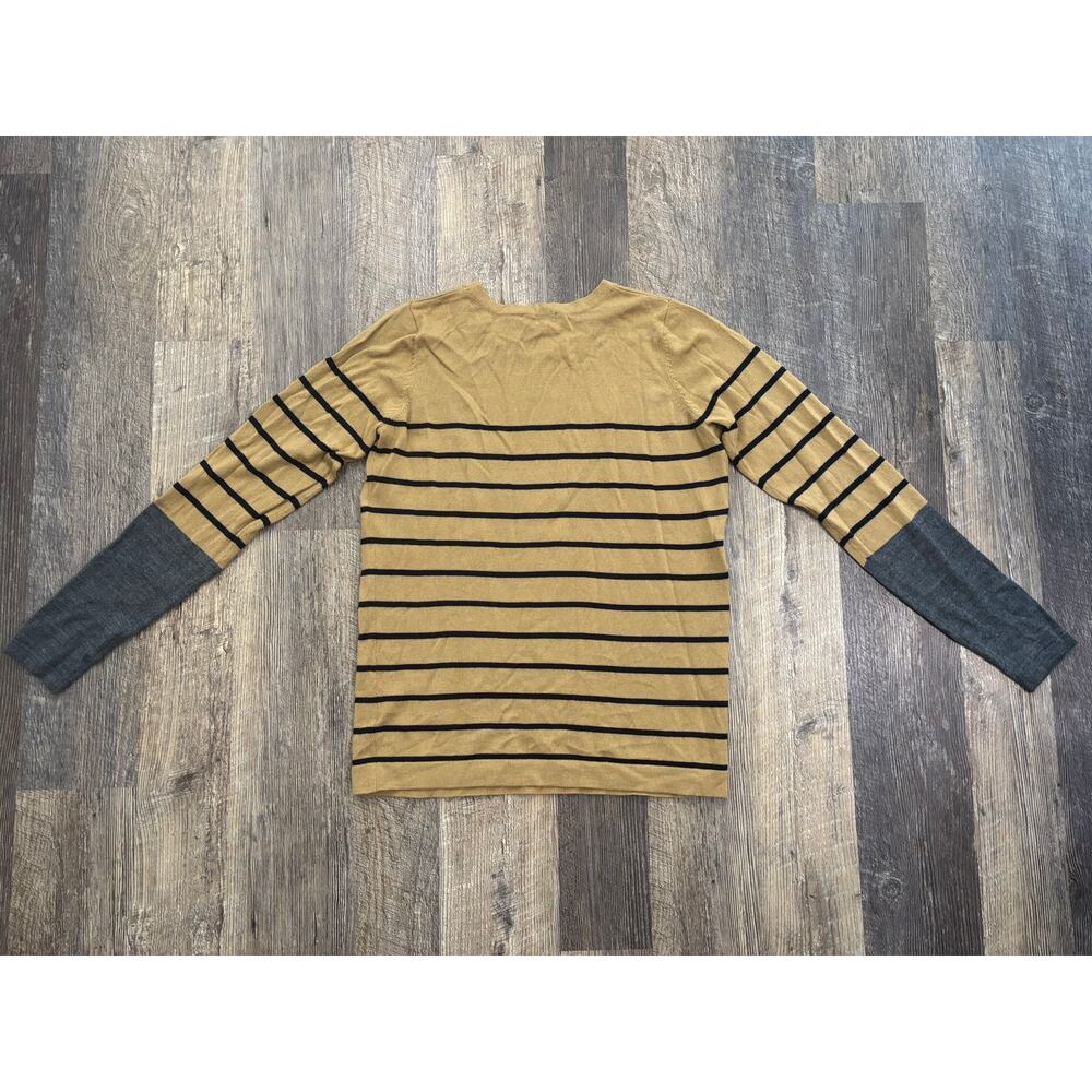 The Limited Womens Camel Tan Black‎ Striped Sweater Gray Colorblock Cuffs Large